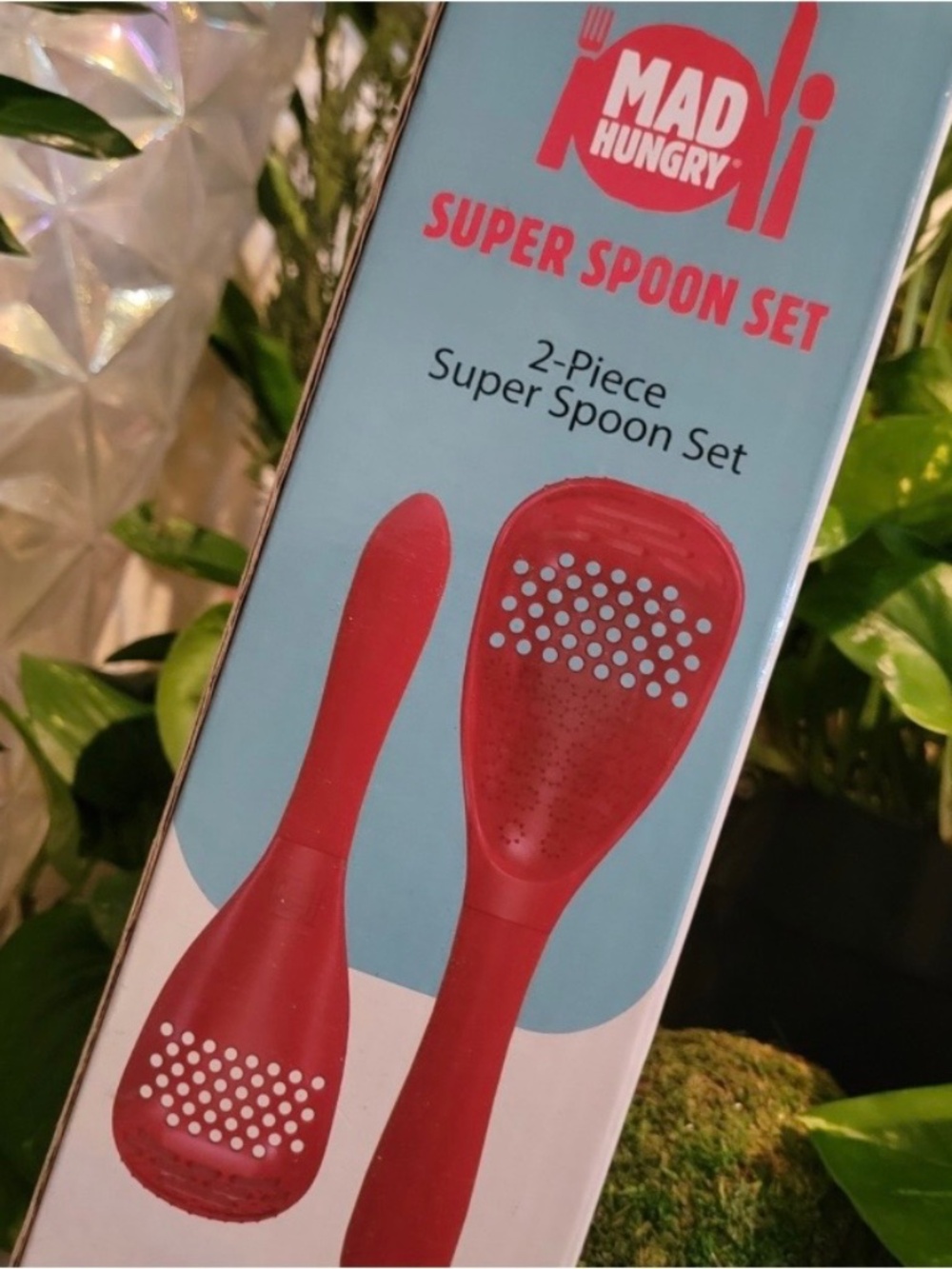 New in Box Mad Hungry Set of Two Super Spoons 9” and 11” Silicone Handles Red